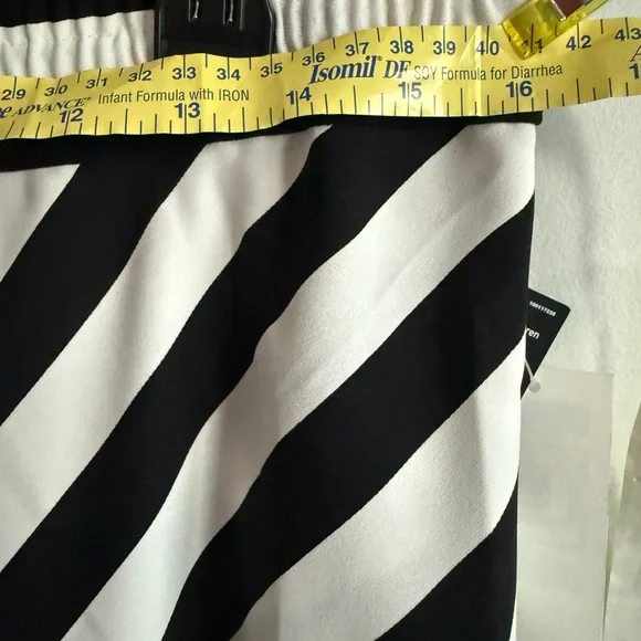 NWT LRL Ralph Lauren Black Label Sz 10 Black & White Striped Asymmetrical Skirt